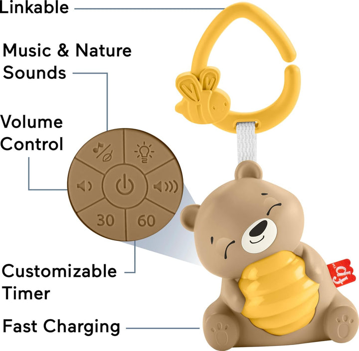 Fisher-Price Beruhigendes Bärchen Spieluhr zum Mitnehmen für Babys mit Nachtlicht und einstellbarem
