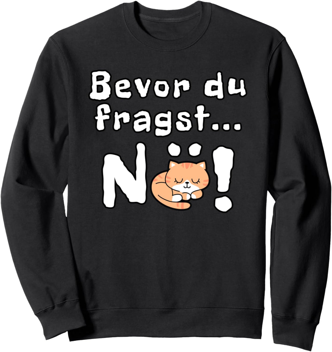 Bevor du fragst nö Spruch Lustig Katze Katzen Sweatshirt