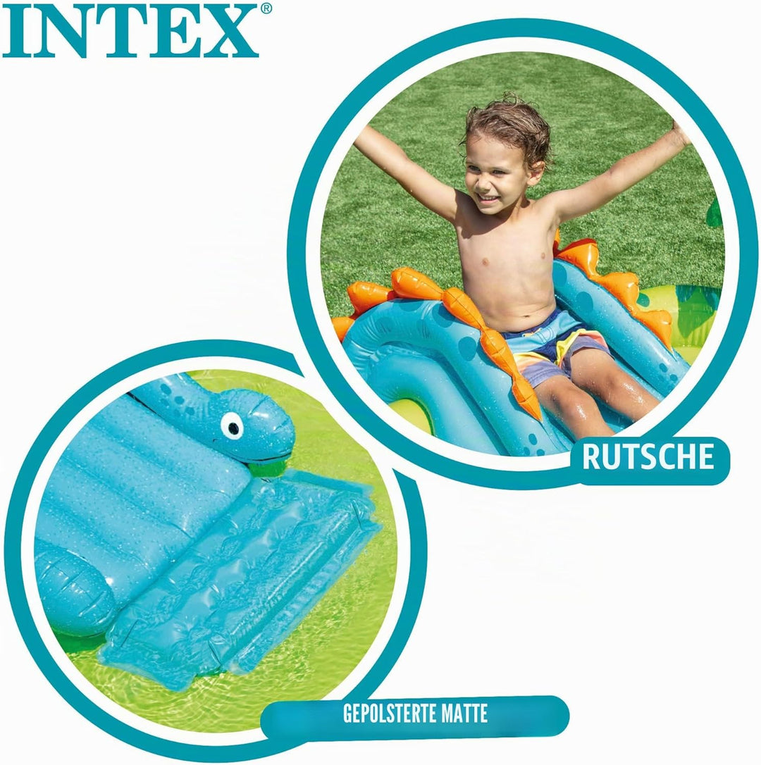 Intex 57166NP Spielplatz klein Dino dinausore Aufblasbares Spielfeld, Mehrfarbig