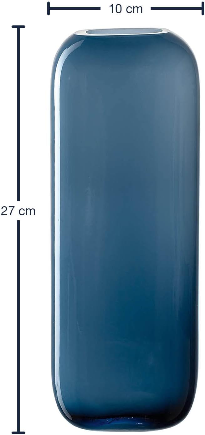 Leonardo Milano, Blumenvase aus blau gefärbtem Glas, handgefertigte Glasvase in modernem Design, Höh