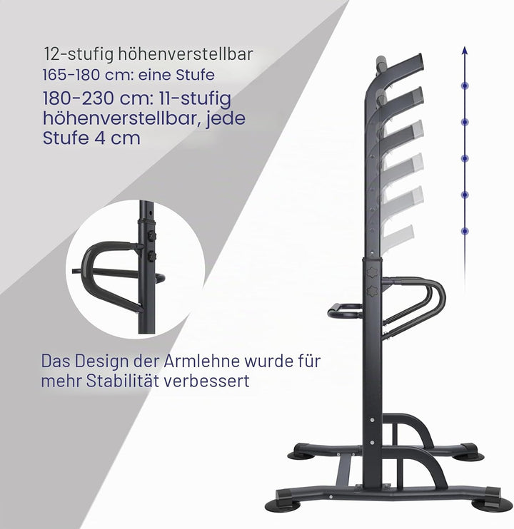 SogesGame Verstellbare Klimmzugstange Power Tower, Höhenverstellbarer Multi-Gym Power Tower Dip Stat