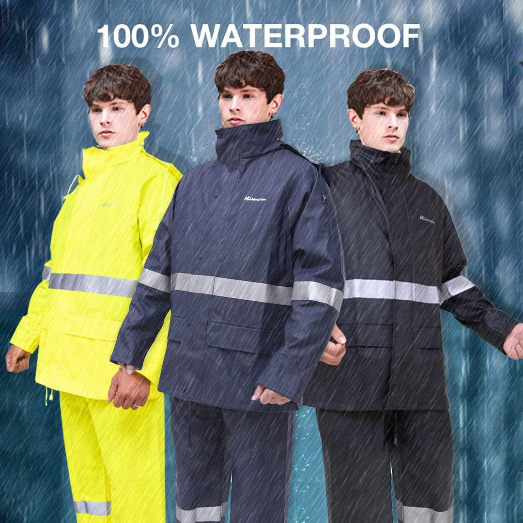 WCBDUT Regenanzug für Herren und Damen, schwer, wasserdicht, Regenmantel (Jacke + Hose) Sets winddic