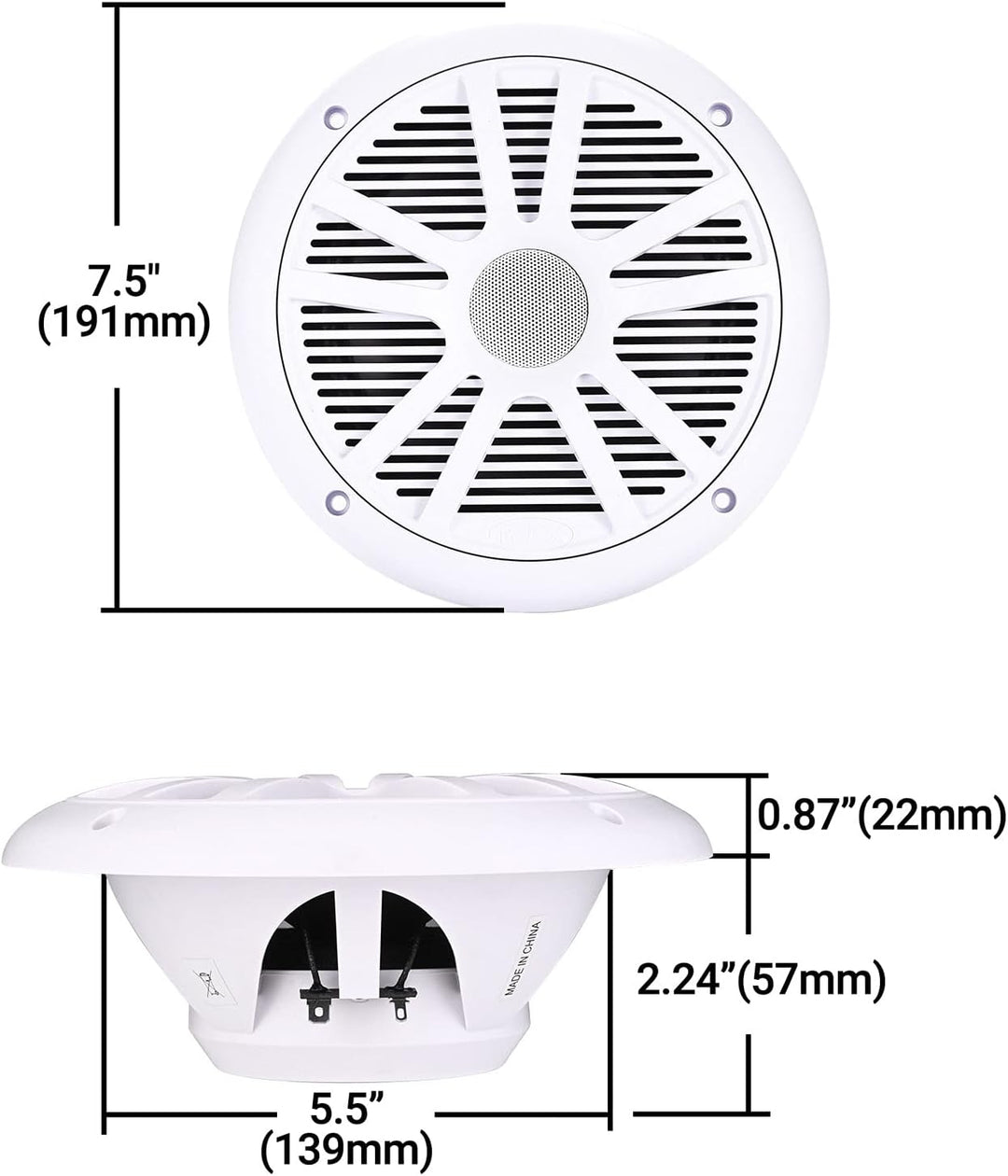 Wasserdicht Bluetooth Marine Stereo Lautsprecher 2 x 6.5 Inch Antenna -Empfänger mit MP3 Player am D