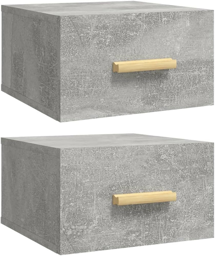FIRBNUS Nachtkommode Nachtschränkchen Wand-Nachttische 2 STK. Betongrau 35x35x20 cm Bett Kommode Nac