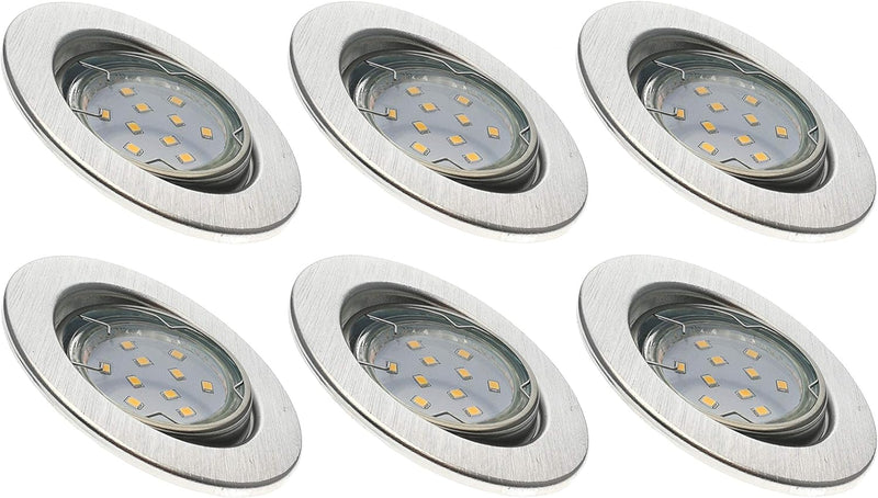 Trango 6er Set LED Deckenstrahler 6729-069GUSDAK in ALU gebürstet Rund inkl. 6x 5 Watt 3-Stufen dimm