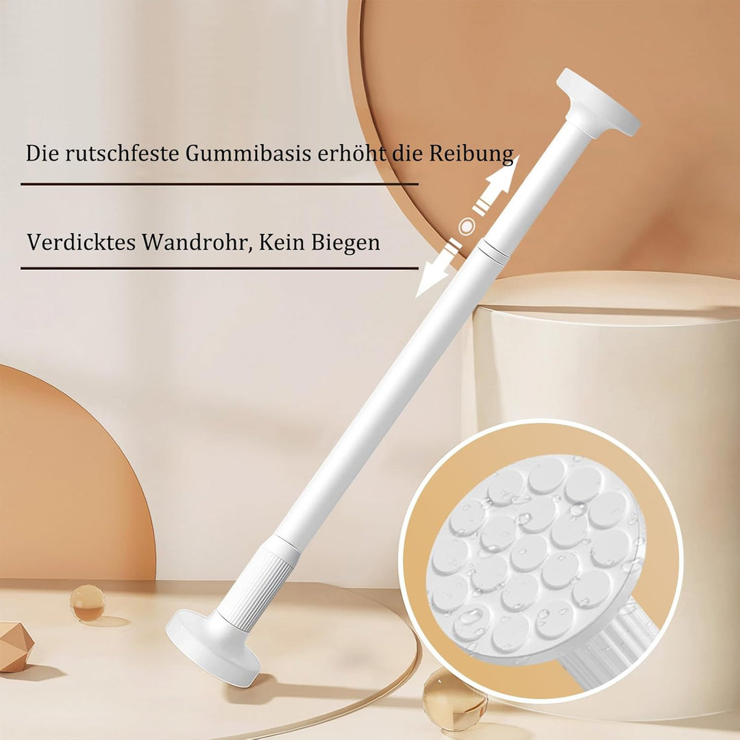 GOLDION Duschvorhangstange Teleskopstange Gardinenstange aus Edelstahl ohne Bohren Weiss Spannstange