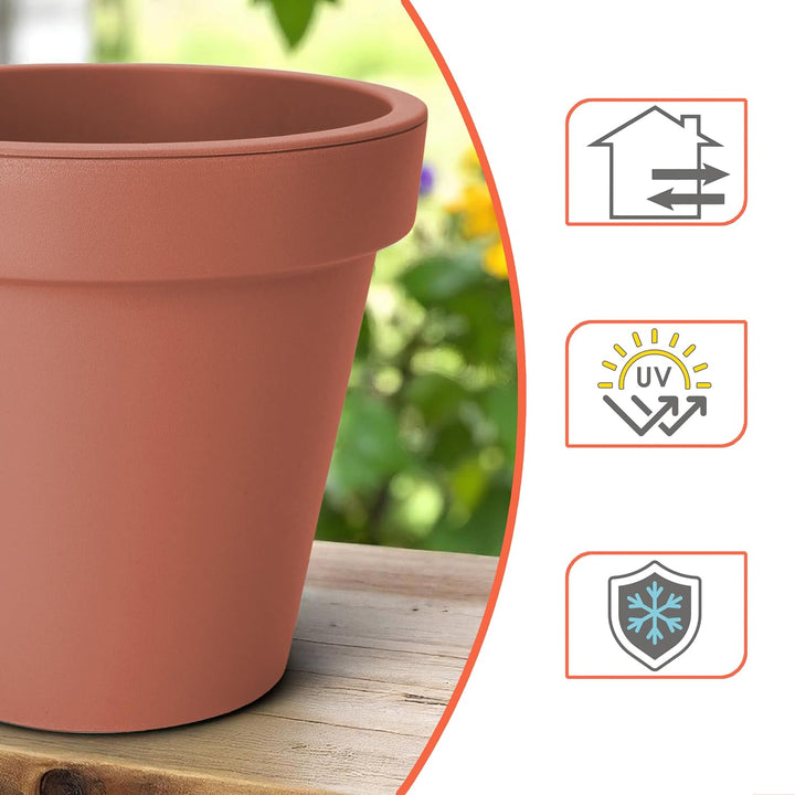 Spetebo Kunststoff Pflanzkübel L rund Ø 48 cm - Terracotta - Blumenkübel gross für Aussen und Innen