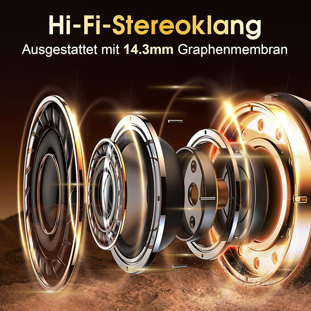 Kopfhörer Sport, 2025 in Ear Kopfhörer Kabellos Bluetooth 5.4 mit HD Mic, 75Std HiFi Stereo Bluetoot