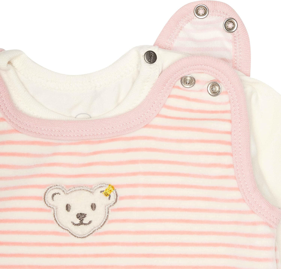 Steiff Unisex Baby Set Strampler mit Fuss + T-Shirt Langarm Kleinkind-Schlafanzüge 68 Silver Pink, 6