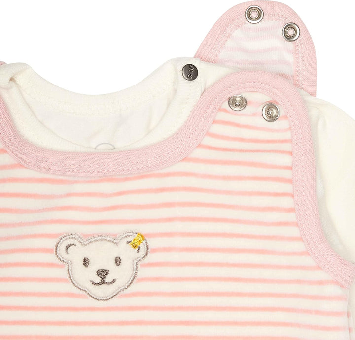 Steiff Unisex Baby Set Strampler mit Fuss + T-Shirt Langarm Kleinkind-Schlafanzüge 68 Silver Pink, 6