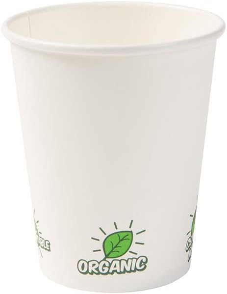 BIOZOYG 50 Stück Kaffeebecher Pappbecher 200ml / 8 oz Ø 80 mm weiss mit Umweltmotiv - Einwegbecher p
