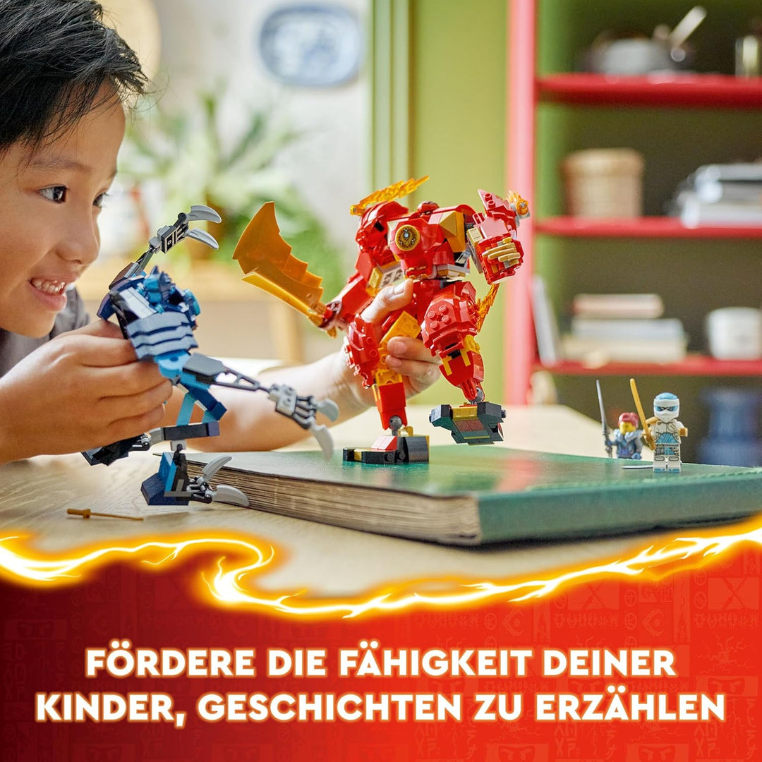 LEGO NINJAGO Kais Feuermech, Actionfiguren-Spielzeug für Kinder mit roter Mech-Figur zum Umgestalten