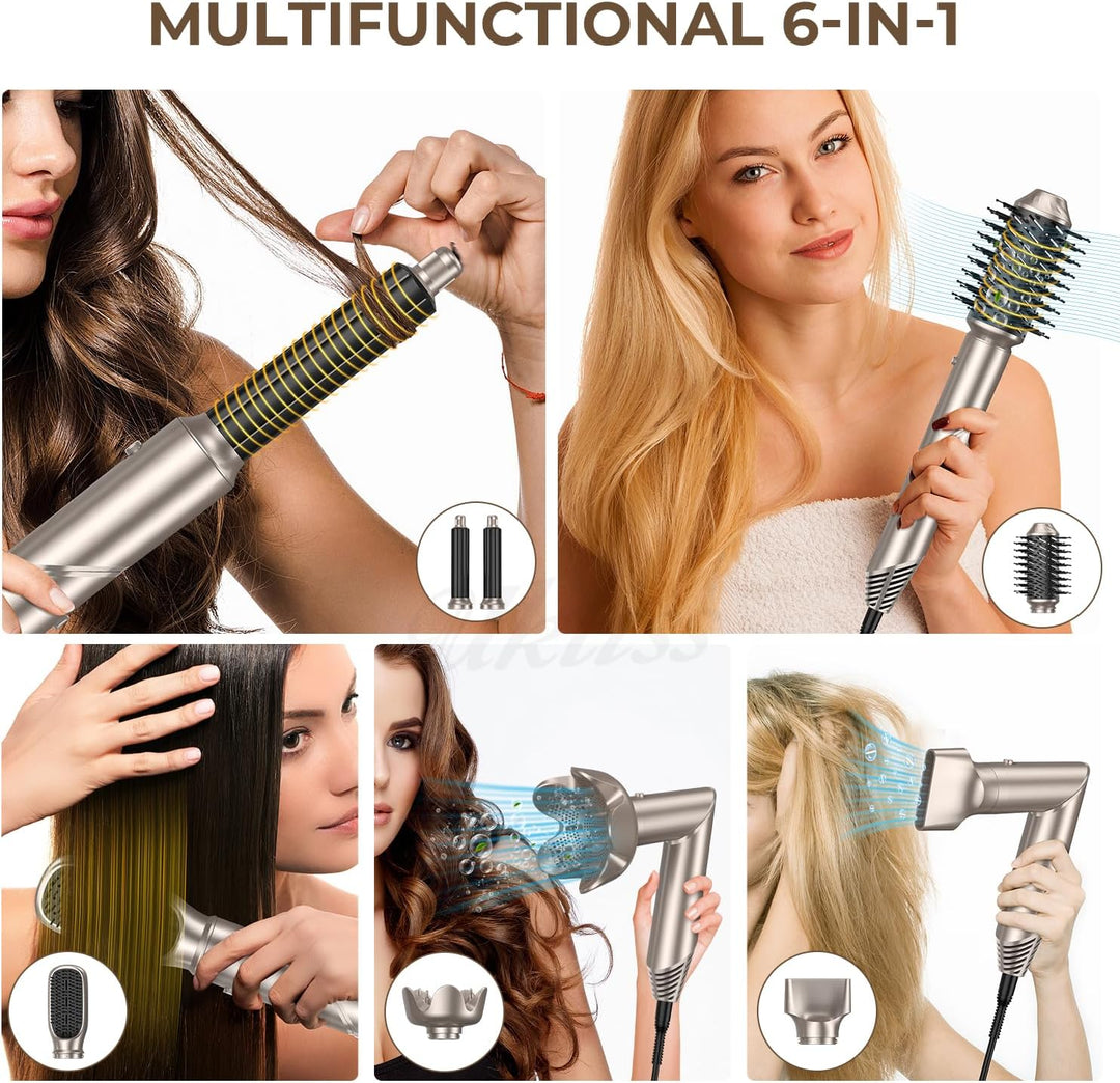 Hairstyler 6 in 1 Air Styler mit Diffusor 6 in 1 Haarstyler Heizbürste Haartrockner Föhn Rundbürsten