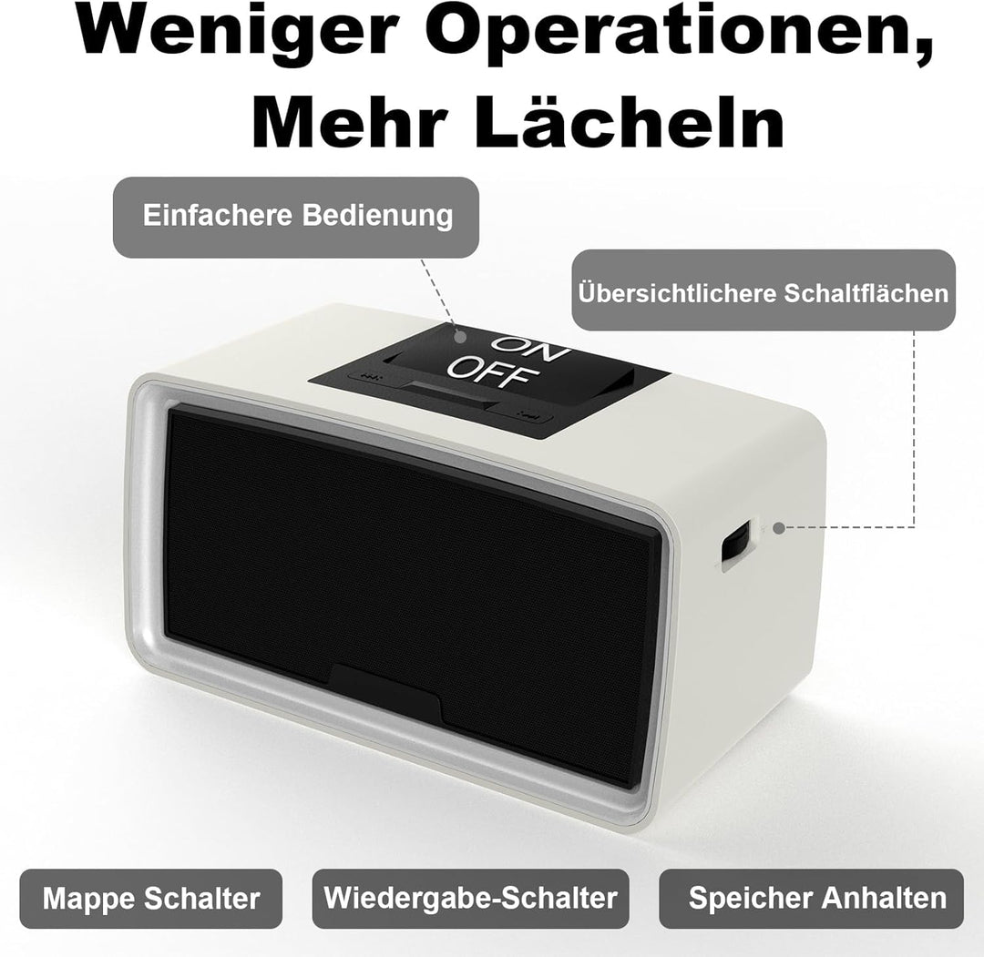 Einfacher Musikplayer für Senioren – Grosse Tasten Musik Player für Demenzkranke, Einfache Bedienung