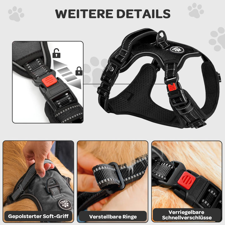 FURRYFECTION Anti Zug Hundegeschirr, Brustgeschirr kleine Hunde Sicherheitsgeschirr Welpen, Antizugg
