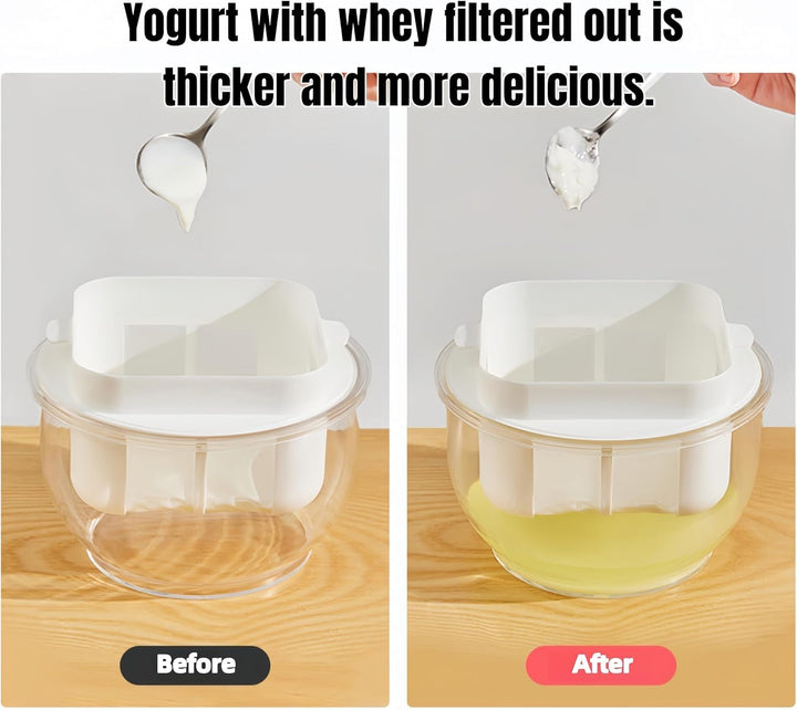 Feine Filtersiebe Joghurt Sieb mit Deckel,Wiederverwendbarer Joghurt Molke Separator,3000ml Griechis