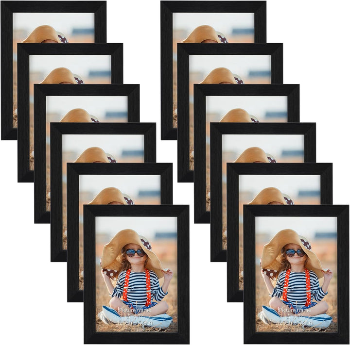 EXYGLO 12er-Set Bilderrahmen 13x18 cm Schwarz für 18x13 Fotos, Fotorahmen Collage Set Leicht und Dün