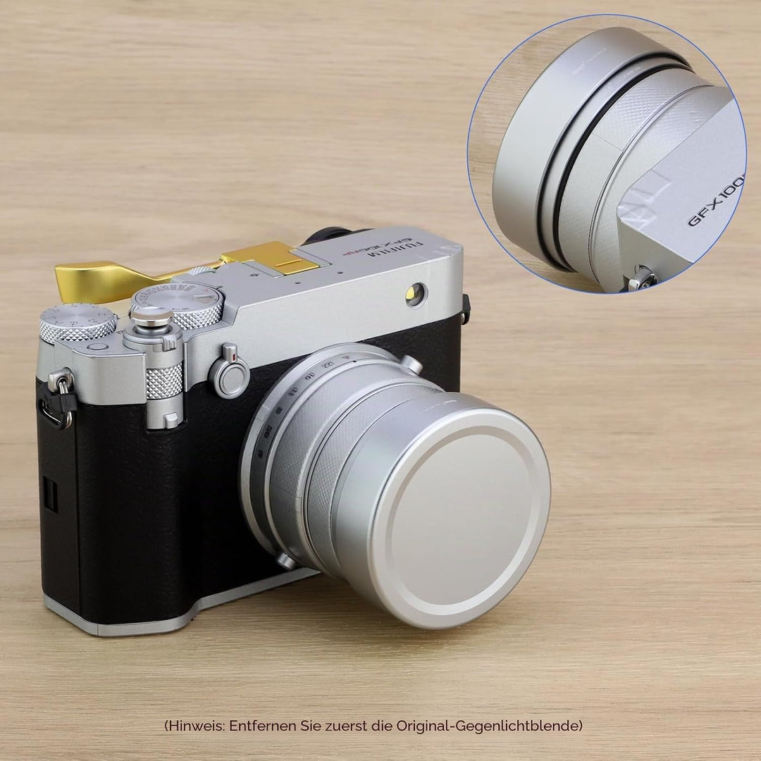 Haoge Gegenlichtblende aus Metall, quadratisch, für Fujifilm GFX100RF Kamerazubehör LH-GFXRF-IIS + C