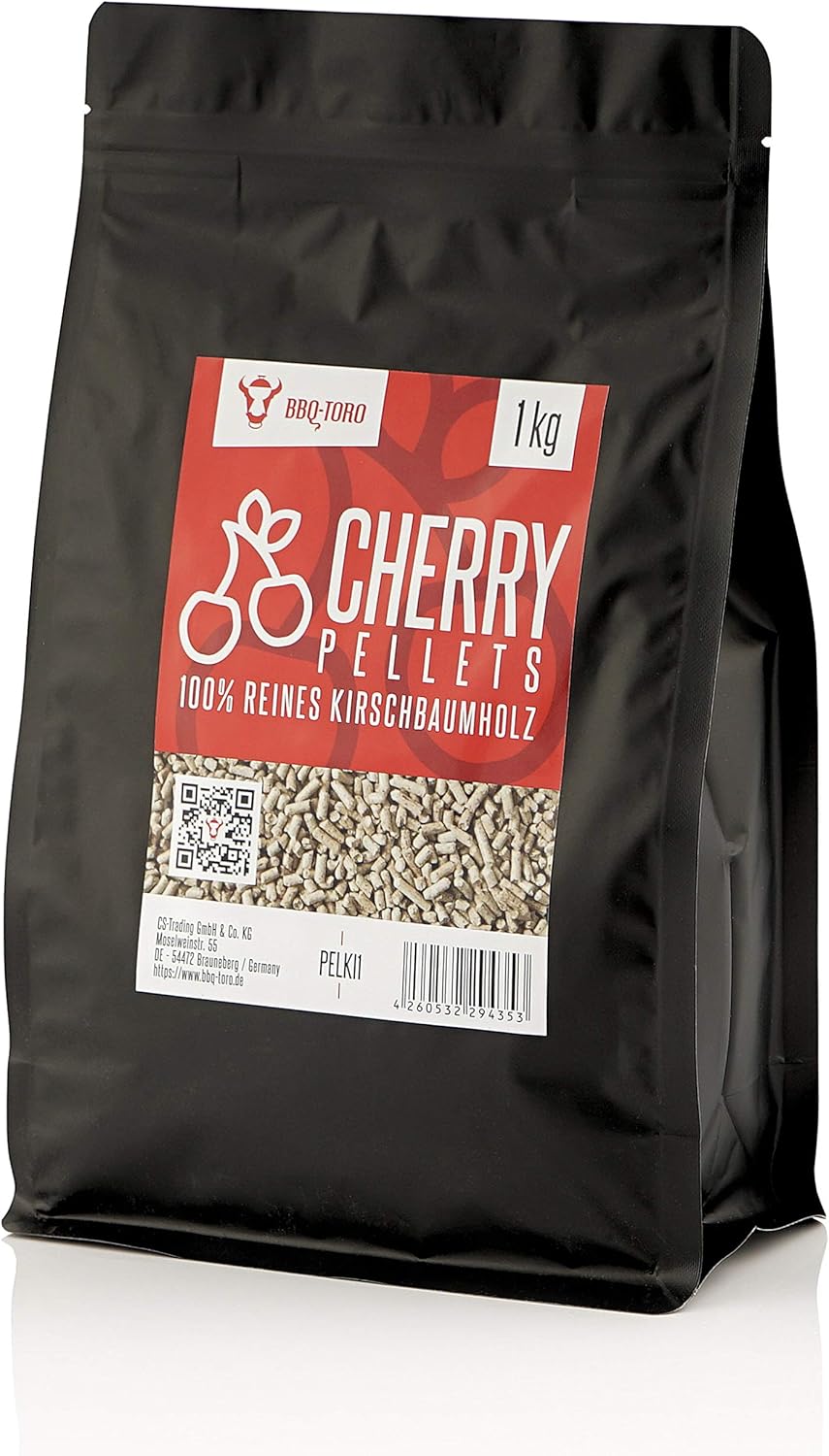 BBQ-Toro Grillpellets Kirsch aus 100% Kirschenholz | 1 kg | Kirschpellets für Grill, Smoker, Pellet-