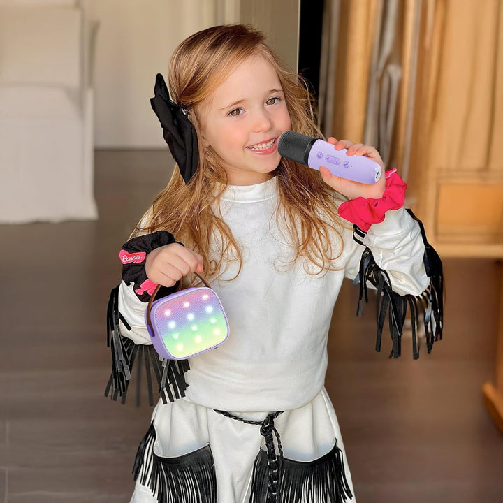 YLL Mini Kinder Karaoke Maschine mit 2 Mikrofon, Karaoke Geschenke für Mädchen Alter 3 4 5 6 7 8 9 1