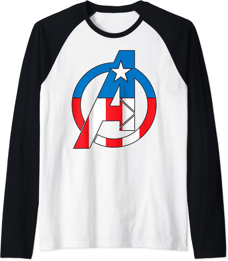Marvel Avengers Captain America Costume Fill Logo Raglan