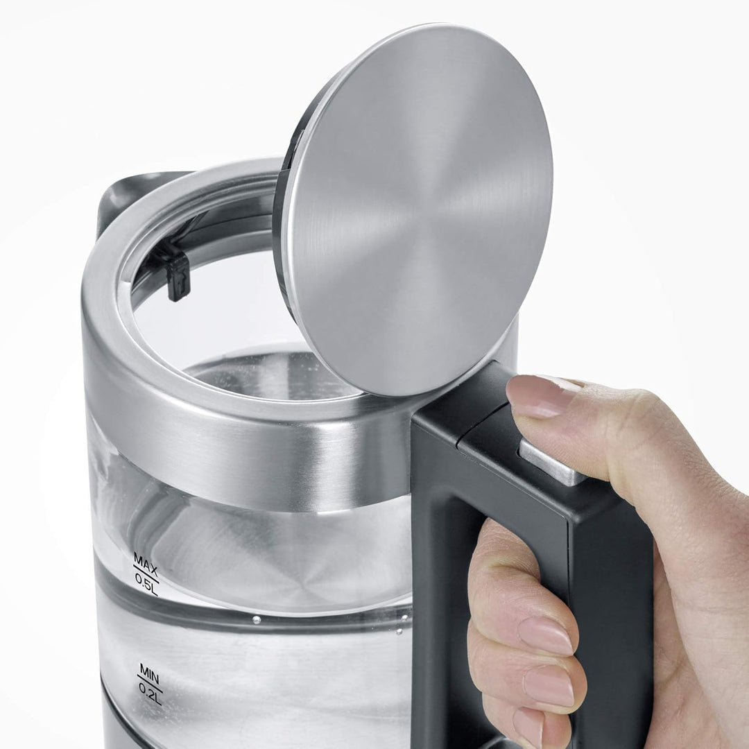 SEVERIN Mini Glas Wasserkocher, leistungsstarker und kompakter Wasserkocher in hochwertigem Design,