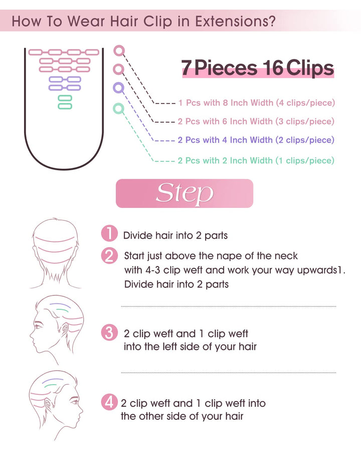 AGMITY Clip in Extensions Echthaar Tief Schwarz 40cm 7 Stück 120g 100% Echtes Remy Echthaar Unsichtb