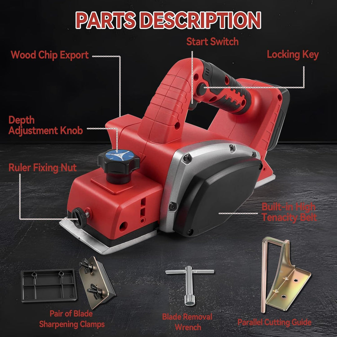 Kabellose elektrische Hand-Planer kompatibel mit Milwaukee 18V Batterie, 15000RPM bürstenlose Power