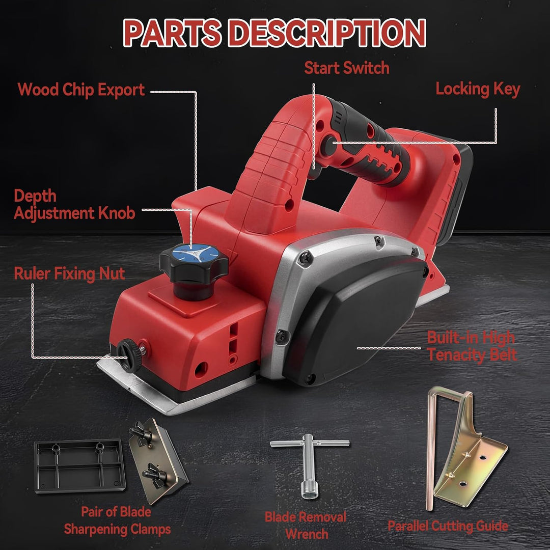Kabellose elektrische Hand-Planer kompatibel mit Milwaukee 18V Batterie, 15000RPM bürstenlose Power