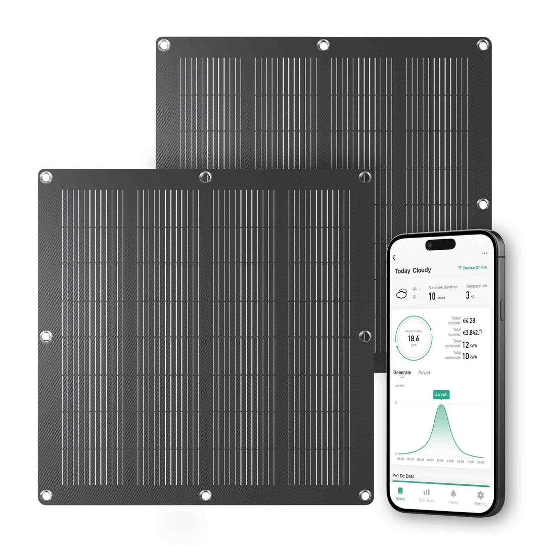Solarpanel Set 110W, Semi-Flexibel & Leicht Balkonkraftwerk, Smart Monitoring per App, für Balkon &
