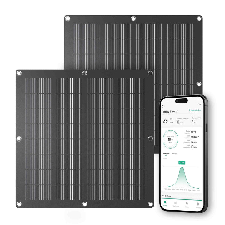 Solarpanel Set 110W, Semi-Flexibel & Leicht Balkonkraftwerk, Smart Monitoring per App, für Balkon &