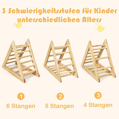 COSTWAY Kletterdreieck aus Holz, Klettergerüst für Kleinkinder ab 3 Jahren, zur Entwicklung grobmoto