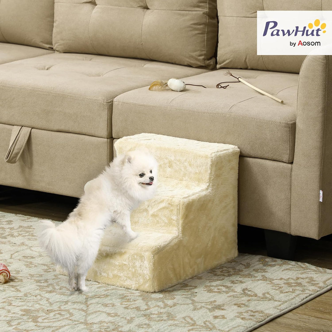 PawHut Hundetreppe 3 Stufen 35 cm Hoch Haustiertreppe für kleine Hunde oder Katzen, Katzentreppe Hun
