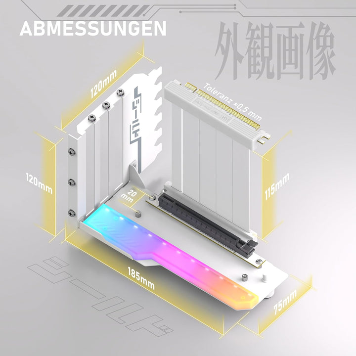 EZDIY-FAB Shield ARGB Vertikaler GPU Halter,115 mm PCIe 4.0 Riser,Weiss | Dual-Lock-Struktur,Schwere
