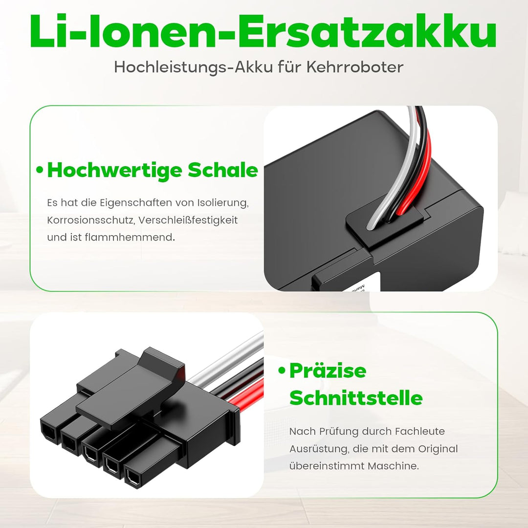 ASUNCELL 6500mAh li-ion Akku für Xiaomi Mop 2S / Mop Pro/Mop P Roboter Staubsauger, Ersatzakku kompa