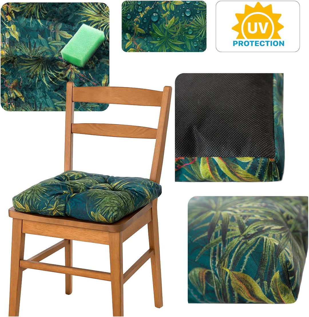 Wasserdichtes Stuhlkissen 45x45 cm – Gartenkissen für Stühle &amp; Sessel – Dickes Sitzkissen 6 cm – Out