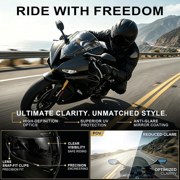 psler Helmvisier für K6 K6s, Helmgesichtsschutz Getöntes Visier Motorradhelm Zubehör Ersatz für K6 K