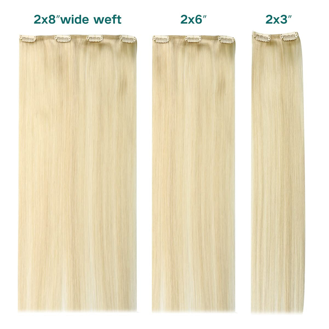 SURNEL Clip in Extensions Echthaar, 120g 6pcs 50cm Helles Platinblond Echthaar Extensions Clip in Re