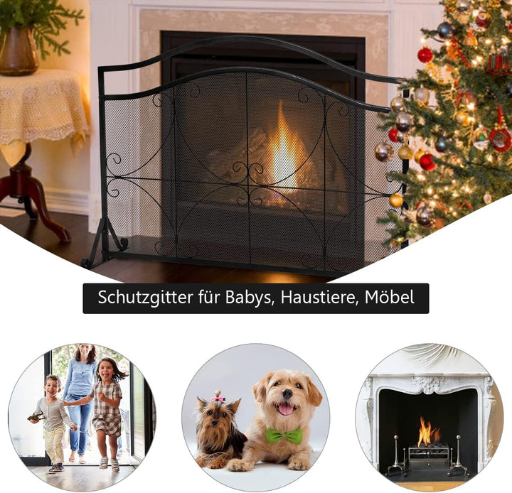 COSTWAY Kaminschutzgitter, Funkenschutz aus Metall, Feuer Kaminschutz, Kamingitter Funkenschutzgitte