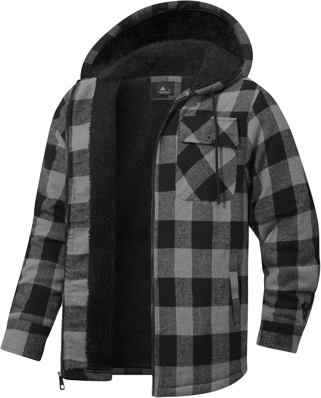 SwissWell Herren Hemdjacke Verdicken Kariertes mit Zipper Flanelljacke Plüschfutter Freizeit Gefütte