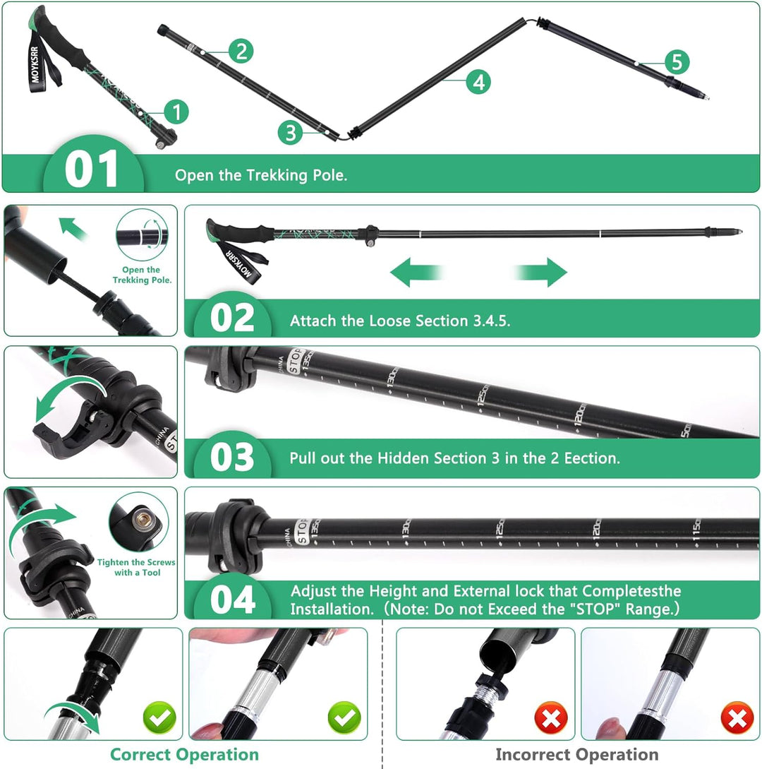 Wanderstöcke Trekkingstöcke, Teleskop Wanderstöcke Carbon & Aluminium, Walking Stöcke Faltbar, Wande