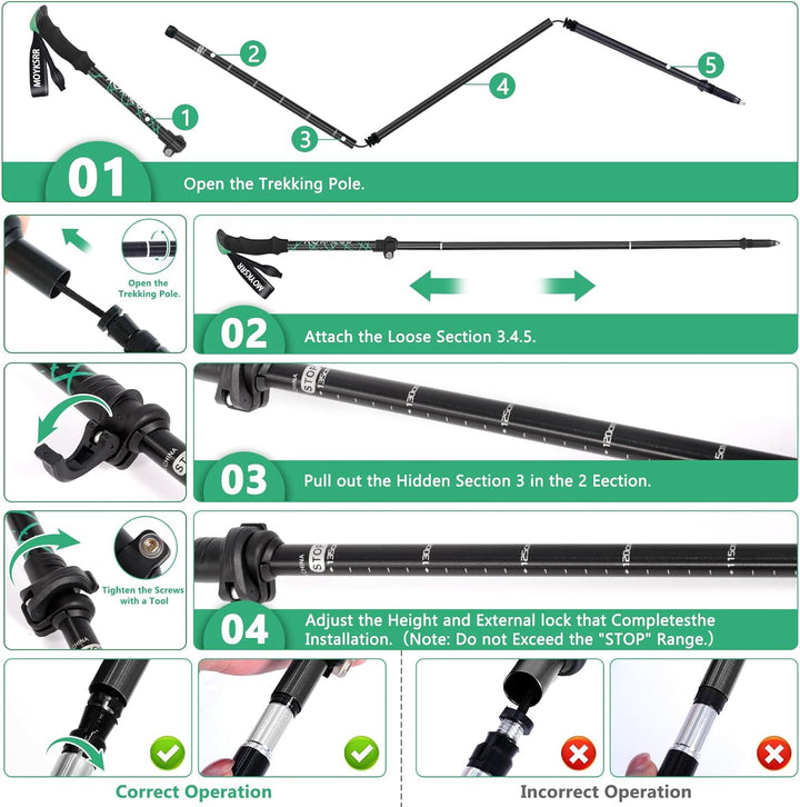 Wanderstöcke Trekkingstöcke, Teleskop Wanderstöcke Carbon & Aluminium, Walking Stöcke Faltbar, Wande