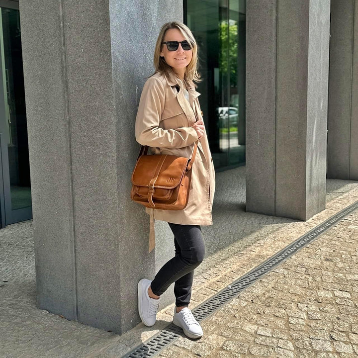 LECONI Umhängetasche Schultertasche für Damen Freizeittasche aus Büffelleder Damentasche Ledertasche