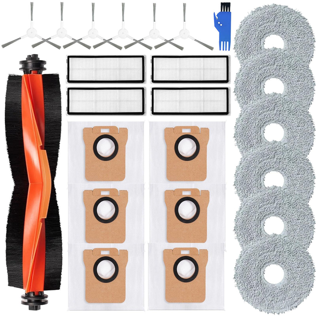 23 Stück Zubehör für Xiaomi X20+/X10 Plus Roboterstaubsauger, 1 Hauptbürsten, 4 Hepa Filters, 6 Wisc