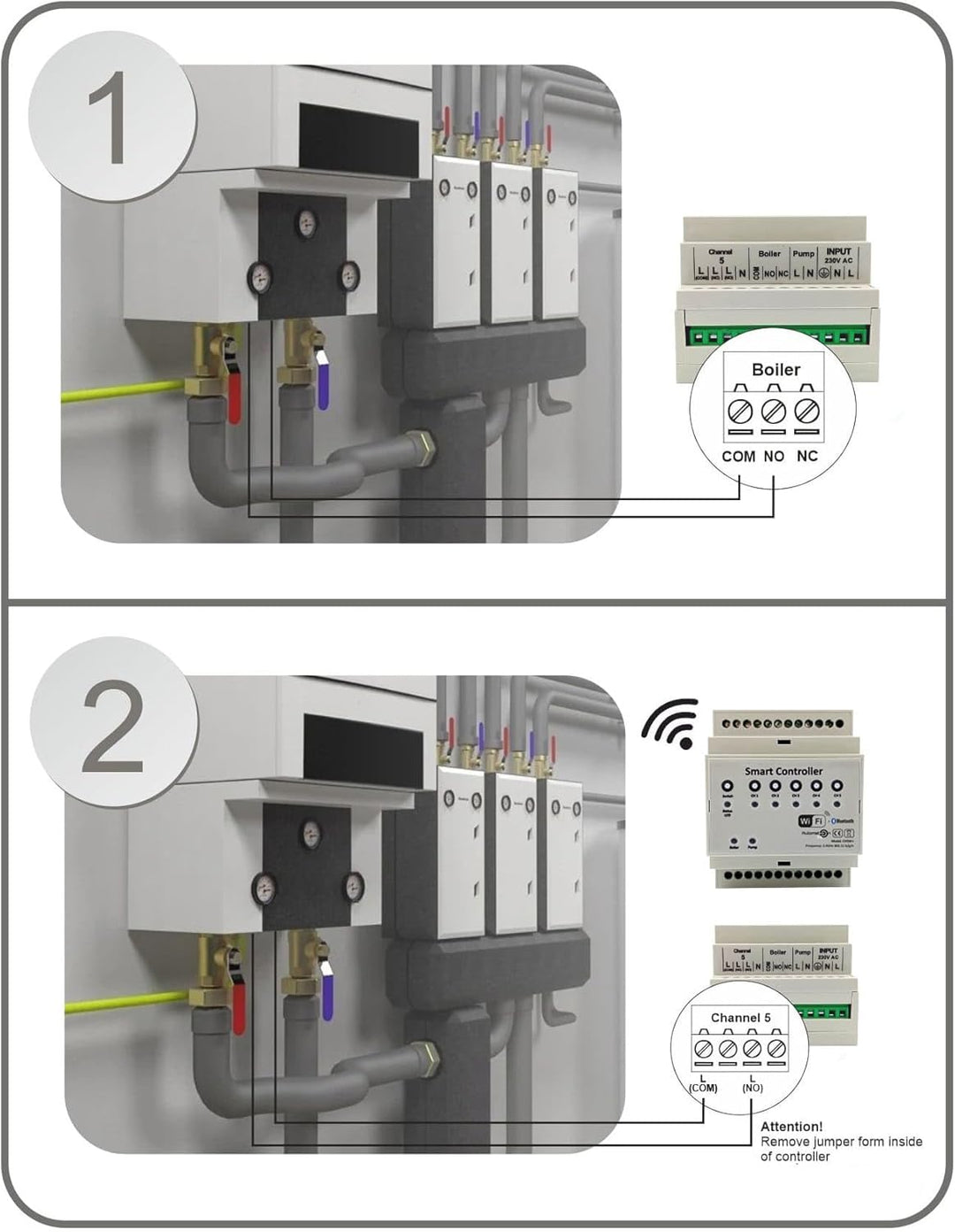 Automat-on Set für Fussbodenheizung mit 4x Temperatursensor Stellantrieb Fussbodenheizung 230V und S