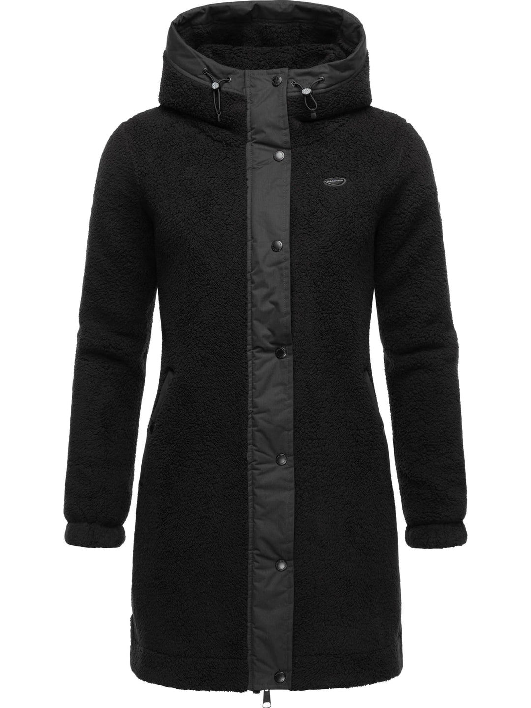 Ragwear Damen Fleecejacke Kurze Teddyfleece-Jacke warm mit Kapuze Cousy XS-6XL M Black24, M Black24