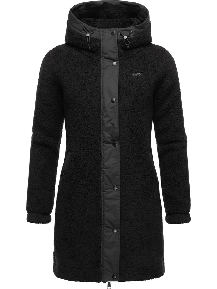 Ragwear Damen Fleecejacke Kurze Teddyfleece-Jacke warm mit Kapuze Cousy XS-6XL M Black24, M Black24