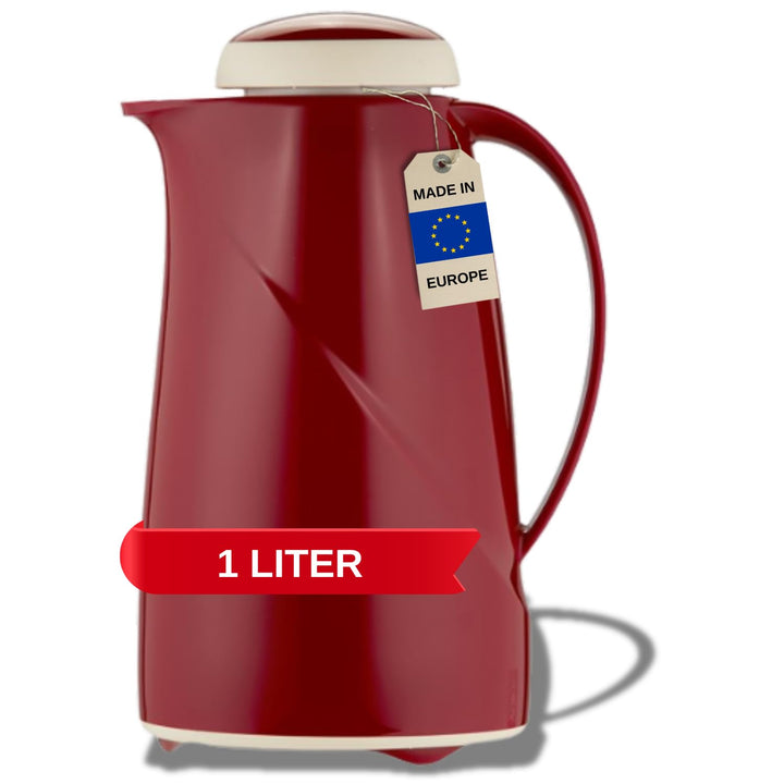 Helios Wave S + Kunststoff-Isolierkanne Drehverschluss rot 1,0 l spülmaschinenfest 1,0 Liter Rot, 1,