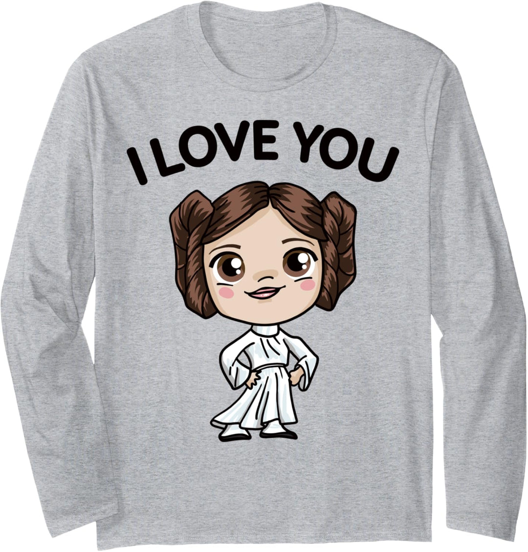 Star Wars Princess Leia I Love You Cute Cartoon Quote Langarmshirt
