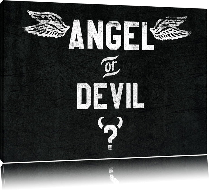 Angel or Devil Black Format: 100x70auf Leinwand, XXL riesige Bilder fertig gerahmt mit Keilrahmen, K